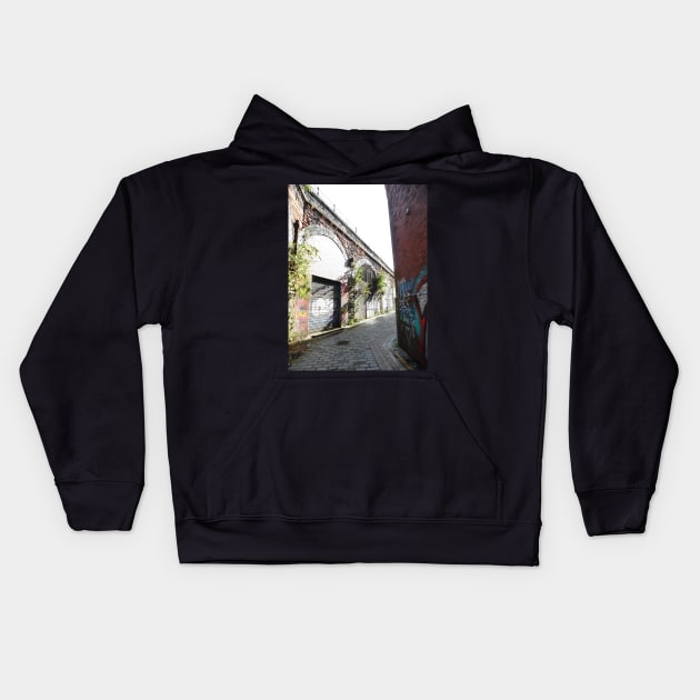 Scottish Photography Series (Vectorized) - Cobbled Glasgow Lane Kids Hoodie by MacPean